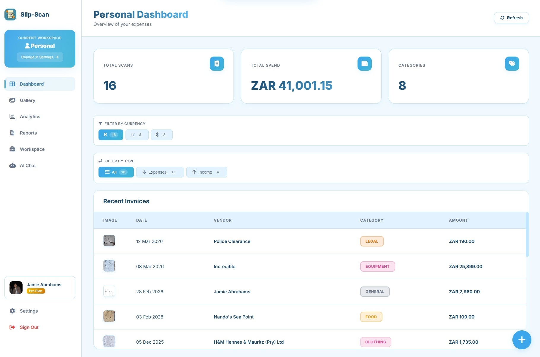 Slip-Scan Web Dashboard Light