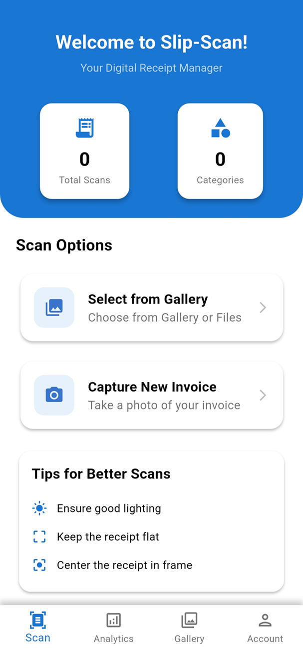 Slip-Scan App Interface